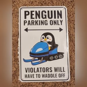 Metal Penguin Sign